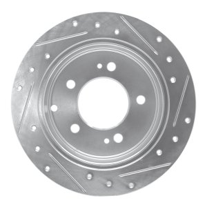 Kia Forte5 Brake Rotor (1) - Rear Left - R1 Concepts - Drilled & Slotted - Silver - `10-`13